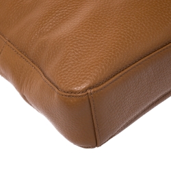 Pre Owned Cole Haan Light Brown Leather Laptop Briefcase Bag