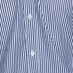 Pre Owned Comme des Garcons Play Blue Striped Cotton Logo Detail Shirt M