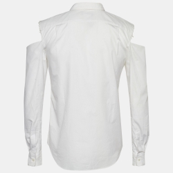 Comme des Garcons White Poplin Distressed Sleeve Shirt S