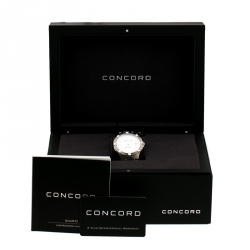 Pre Owned Concord Silver White Stainless Steel Saratoga 02.114.1058 Men's Wristwatch 40 mm