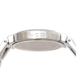 Pre Owned Concord Silver White Stainless Steel Diamonds La Scala 14.CZ.1891 Men's Wristwatch 38 mm