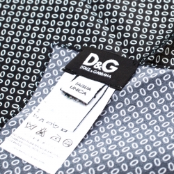 D & G Black Mini Oval Printed Silk Pocket Square