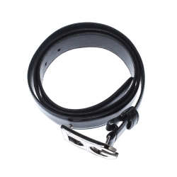 Pre Owned D&G Black Leather Logo Buckle Belt 105CM
