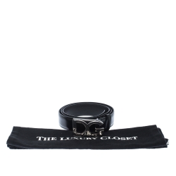 Pre Owned D&G Black Leather Logo Buckle Belt 105CM