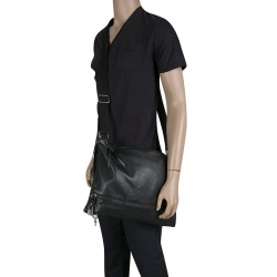 Pre Owned D&G Black Pebbled Leather Messenger Bag