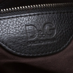 Pre Owned D&G Black Pebbled Leather Messenger Bag