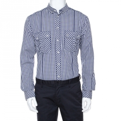 D&G Bicolor Gingham Check Cotton Slim Fit Shirt XL