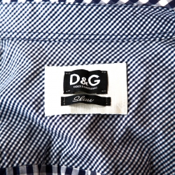 D&G Bicolor Gingham Check Cotton Slim Fit Shirt XL