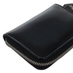 D and G Black Patent Compact Zippy Wallet