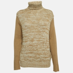 Brown Patterned Wool Turtleneck Sweater