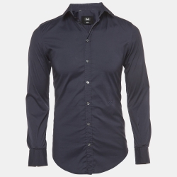 Brad Navy Blue Cotton Button Front Full Sleeve Shirt