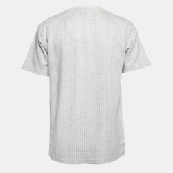Pre Owned Dior Homme Grey Atelier Embroidered Striped Wool Crew Neck T-Shirt M