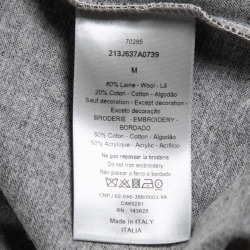 Pre Owned Dior Homme Grey Atelier Embroidered Striped Wool Crew Neck T-Shirt M