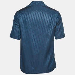 Pre Owned Dior Homme Blue Oblique Silk Blend Shirt S