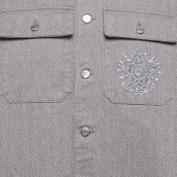 Pre Owned Dior Homme Grey Embroidered Denim Buttoned Front Jacket XL