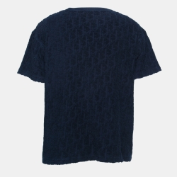 Pre Owned Dior Homme Navy Blue Logo Jacquard Terry T-Shirt XL