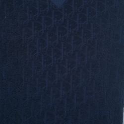 Pre Owned Dior Homme Navy Blue Logo Jacquard Terry T-Shirt XL