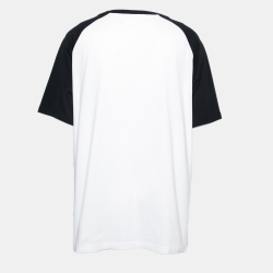 Pre Owned Dior Homme White & Navy Blue Logo Embroidered T-Shirt 3XL