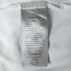 Pre Owned Dior Homme White & Navy Blue Logo Embroidered T-Shirt 3XL