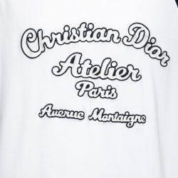 Pre Owned Dior Homme White & Navy Blue Logo Embroidered T-Shirt 3XL