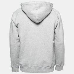 Pre Owned Dior Homme Grey Cotton Logo Embroidered Hooded Sweatshirt L