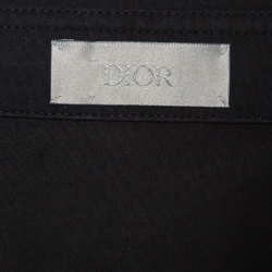 Pre Owned Dior Homme Black Applique Cotton Pocket Detail Shirt L