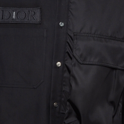 Pre Owned Dior Homme Black Applique Cotton Pocket Detail Shirt L