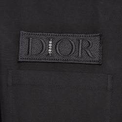Pre Owned Dior Homme Black Applique Cotton Pocket Detail Shirt L