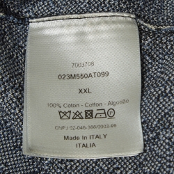 Pre Owned Dior Homme Blue/White Oblique Cotton Knit Oversized Shirt XXL