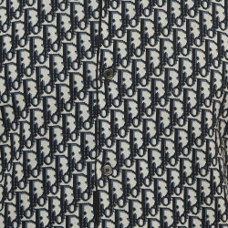 Pre Owned Dior Homme Blue/White Oblique Cotton Knit Oversized Shirt XXL