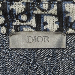 Pre Owned Dior Homme Blue/White Oblique Cotton Knit Oversized Shirt XXL