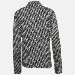 Pre Owned Dior Homme Blue/White Oblique Cotton Knit Oversized Shirt XXL