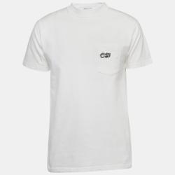 Dior Homme White CD Embroidered Cotton T-Shirt S