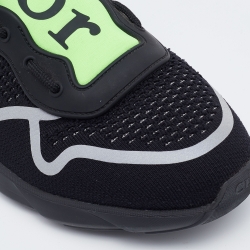 Pre Owned Dior Homme Black/Green Knit Fabric and Neoprene B21 Neo Sneakers Size 43