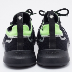 Pre Owned Dior Homme Black/Green Knit Fabric and Neoprene B21 Neo Sneakers Size 43
