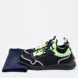 Pre Owned Dior Homme Black/Green Knit Fabric and Neoprene B21 Neo Sneakers Size 43