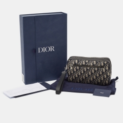 Dior Beige/Black Oblique Canvas and Leather Toiletry Bag