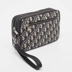 Dior Beige/Black Oblique Canvas and Leather Toiletry Bag