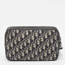 Dior Beige/Black Oblique Canvas and Leather Toiletry Bag