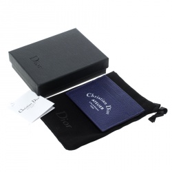 Pre Owned Dior Blue Leather Card Holder