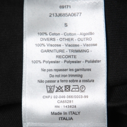 Pre Owned Dior Homme Black Cotton CD Heart Patch Crew Neck T Shirt S
