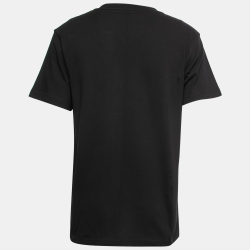 Pre Owned Dior Homme Black Cotton CD Heart Patch Crew Neck T Shirt S