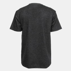 Pre Owned Dior Homme Grey Atelier Embroidered Striped Wool Crew Neck T-Shirt M