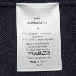 Pre Owned Dior X Jordan Navy Blue Wings Intarsia Cashmere Pullover M