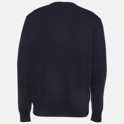 Pre Owned Dior X Jordan Navy Blue Wings Intarsia Cashmere Pullover M