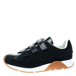 Pre Owned Dior Navy Blue Leather Velcro Platform Sneakers Size 44.5