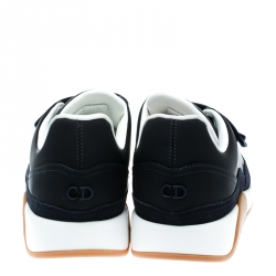 Pre Owned Dior Navy Blue Leather Velcro Platform Sneakers Size 44.5