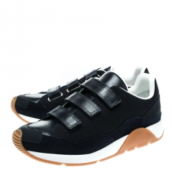 Pre Owned Dior Navy Blue Leather Velcro Platform Sneakers Size 44.5