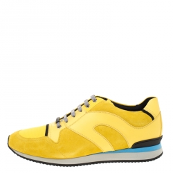 Pre Owned Dior Homme Yellow Suede And Leather Platform Sneakers Size 45