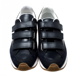 Pre Owned Dior Navy Blue Leather Velcro Platform Sneakers Size 42.5
